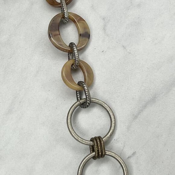 Chicos Silver Tone Chunky Metal Plastic Long Chain Link Statement Necklace 45" ✨ - Picture 10 of 11